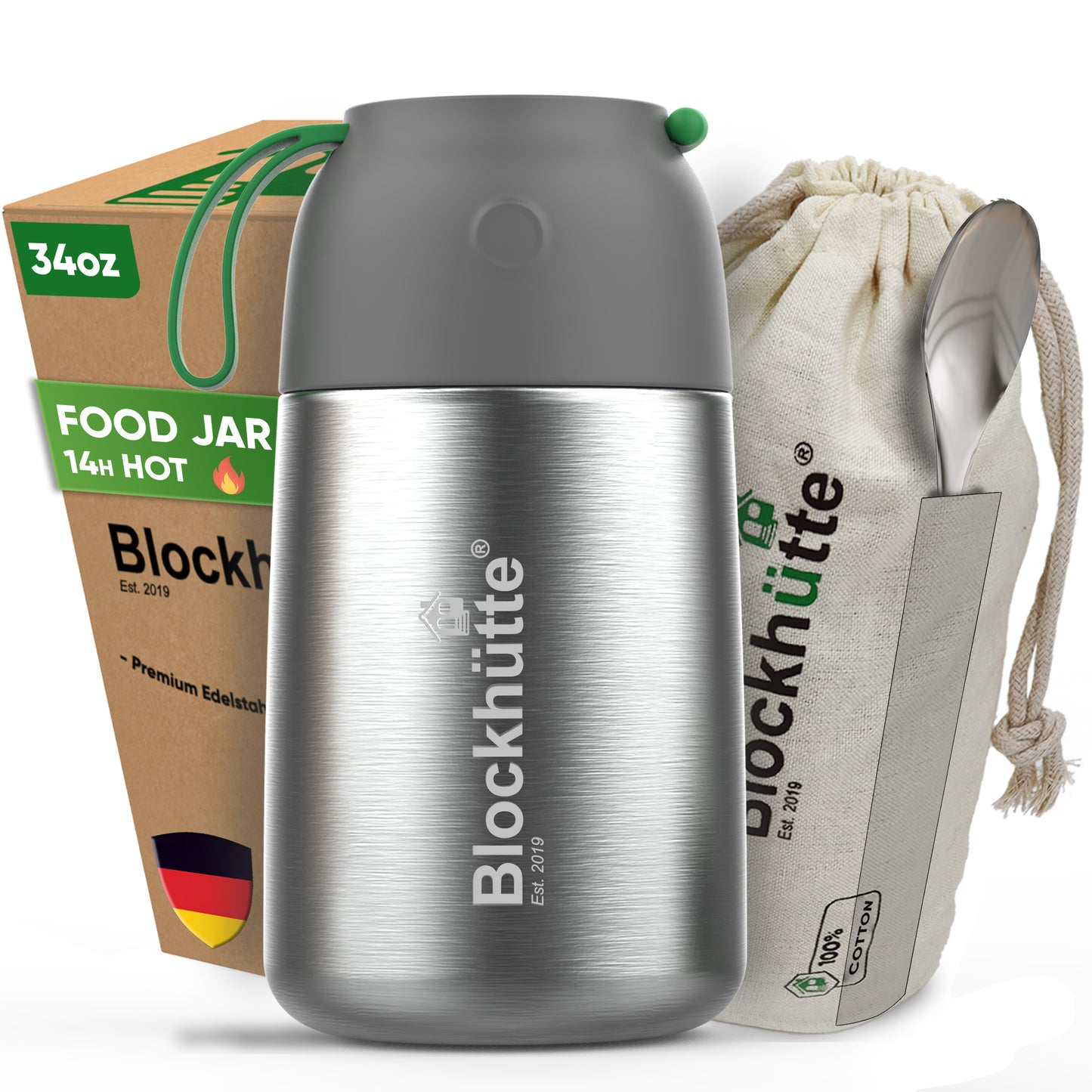 Premium Stainless Steel Thermos Container with Spork - Personalized