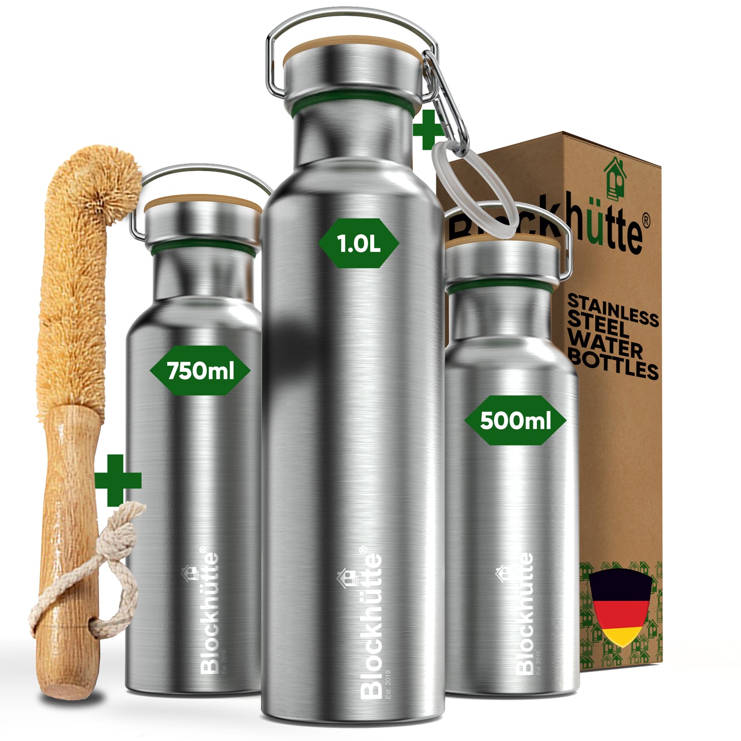 Premium Stainless Steel Water Bottle with Cleaning Brush - Personalized