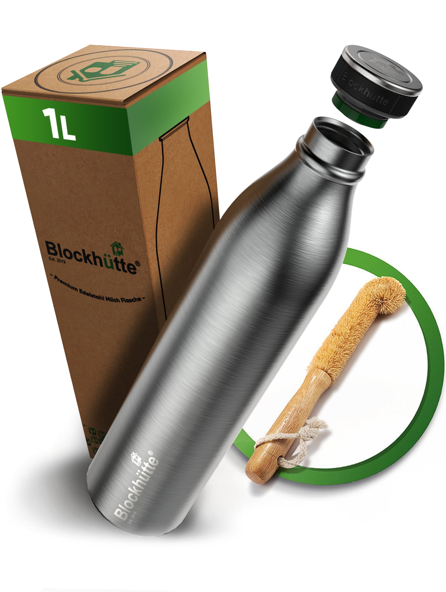 Premium Stainless Steel Sports Water Bottle with Cleaning Brush - Personalized