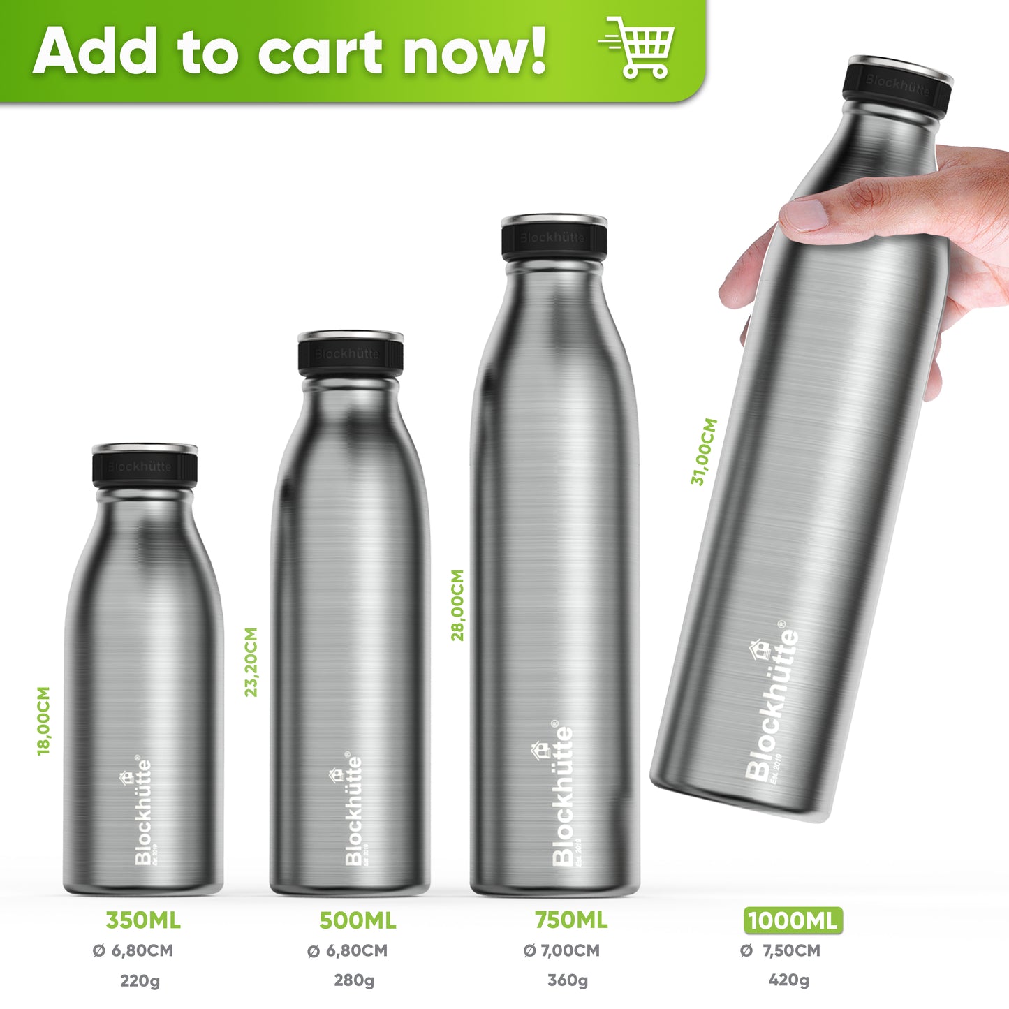 Premium Stainless Steel Sports Water Bottle with Cleaning Brush - Personalized