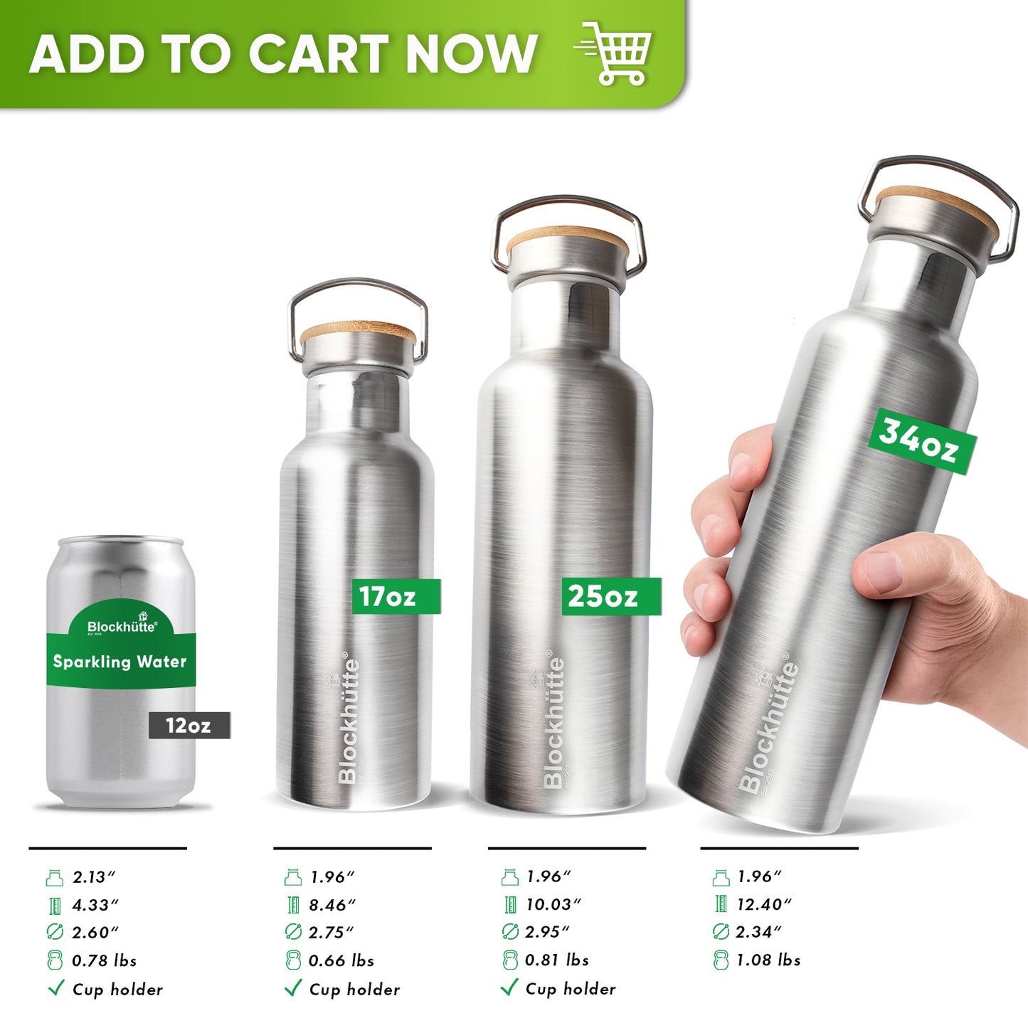 Premium Stainless Steel Water Bottle with Cleaning Brush - Personalized